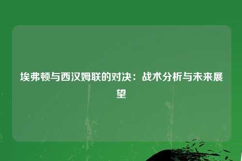 埃弗顿与西汉姆联的对决：战术分析与未来展望